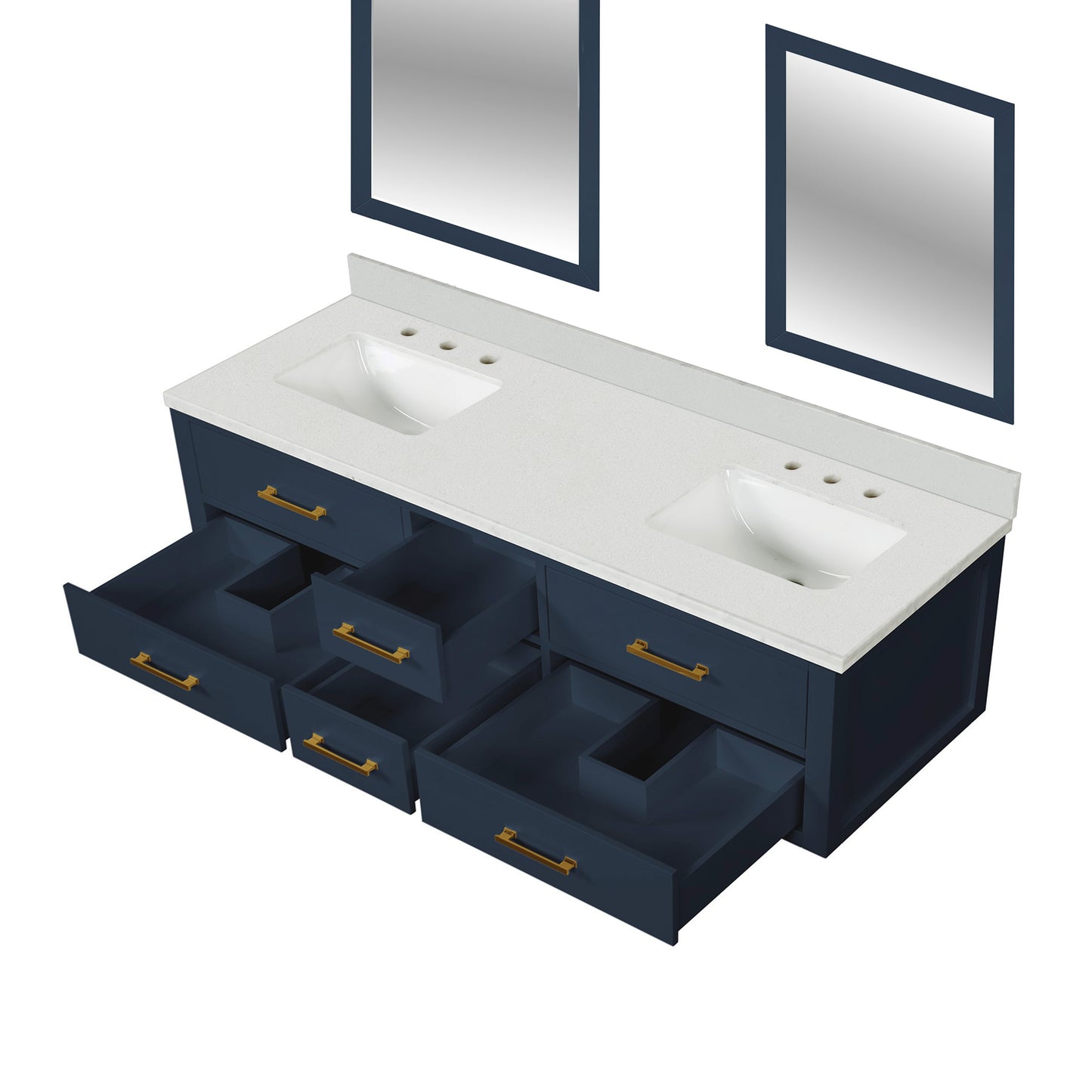 Castor 72 in W x 22 in D Blue Double Bath Vanity