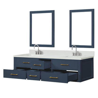 Castor 72 in W x 22 in D Blue Double Bath Vanity