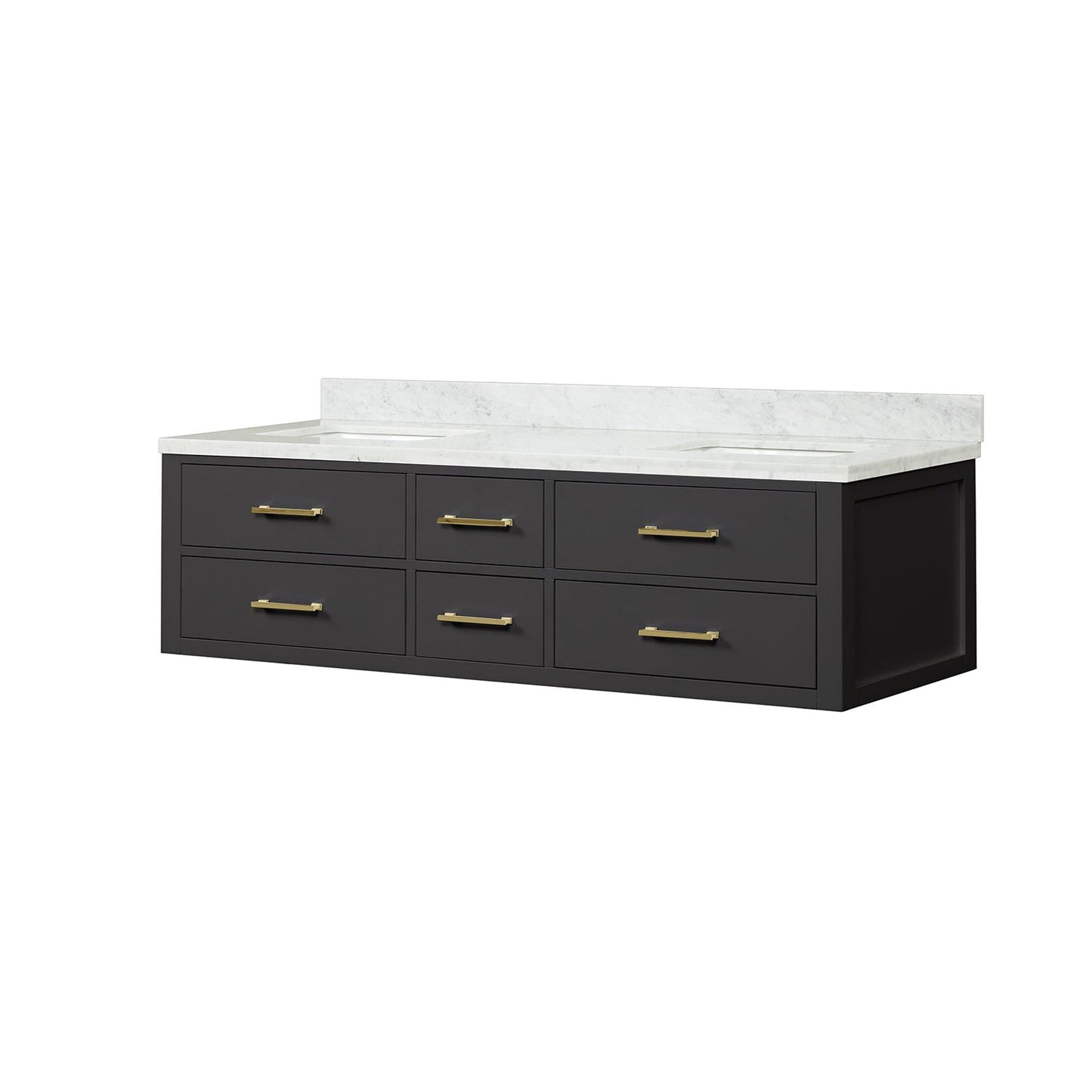 Castor 72 in W x 22 in D Black Double Bath Vanity