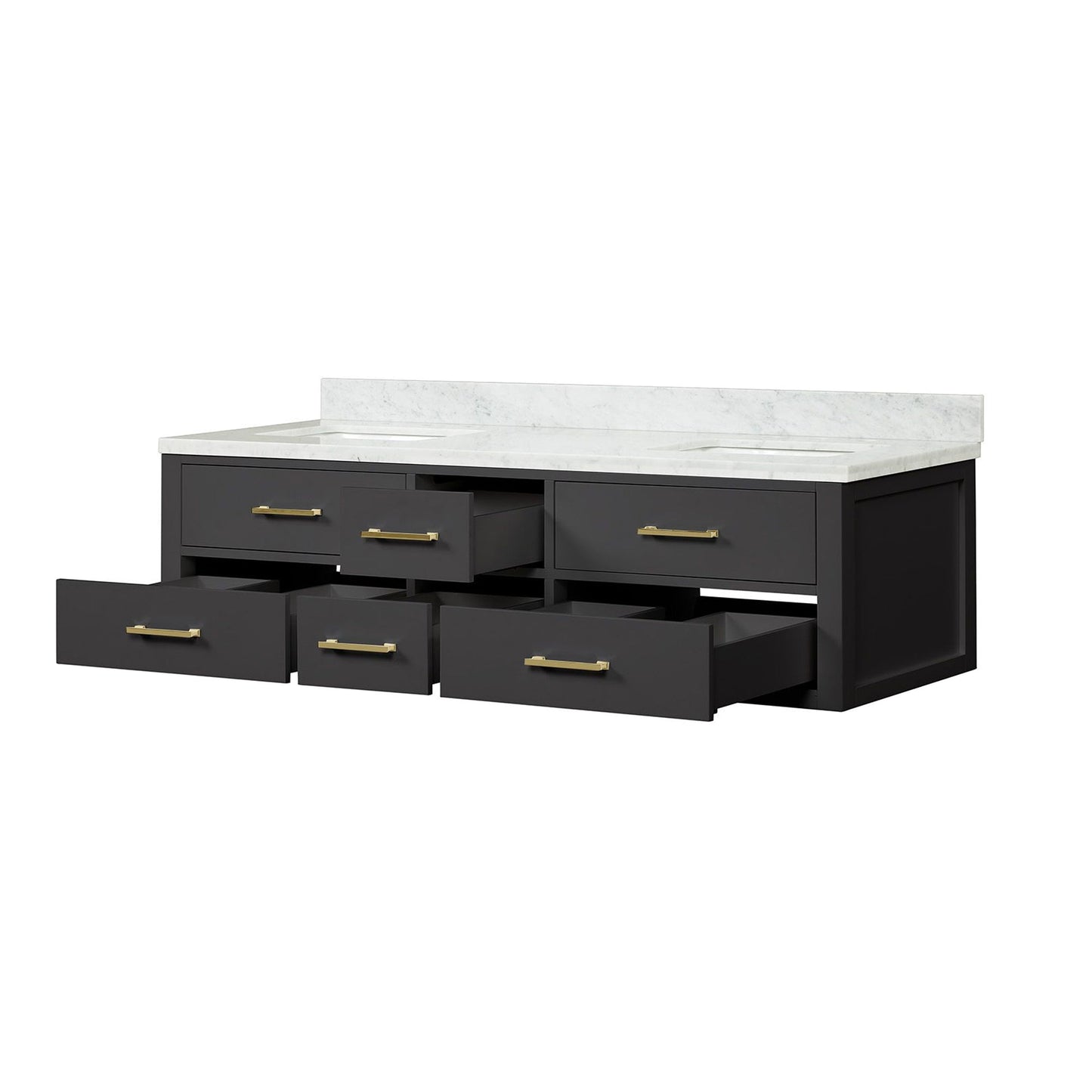 Castor 72 in W x 22 in D Black Double Bath Vanity