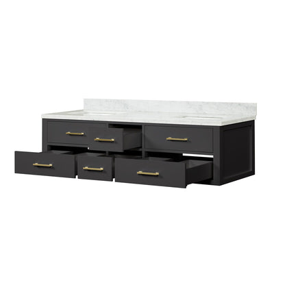 Castor 72 in W x 22 in D Black Double Bath Vanity
