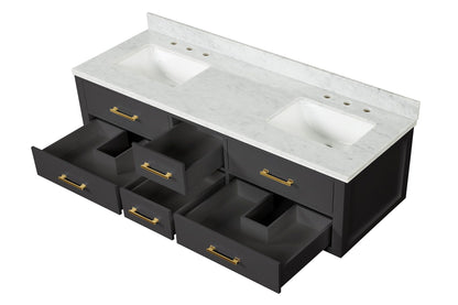 Castor 72 in W x 22 in D Black Double Bath Vanity