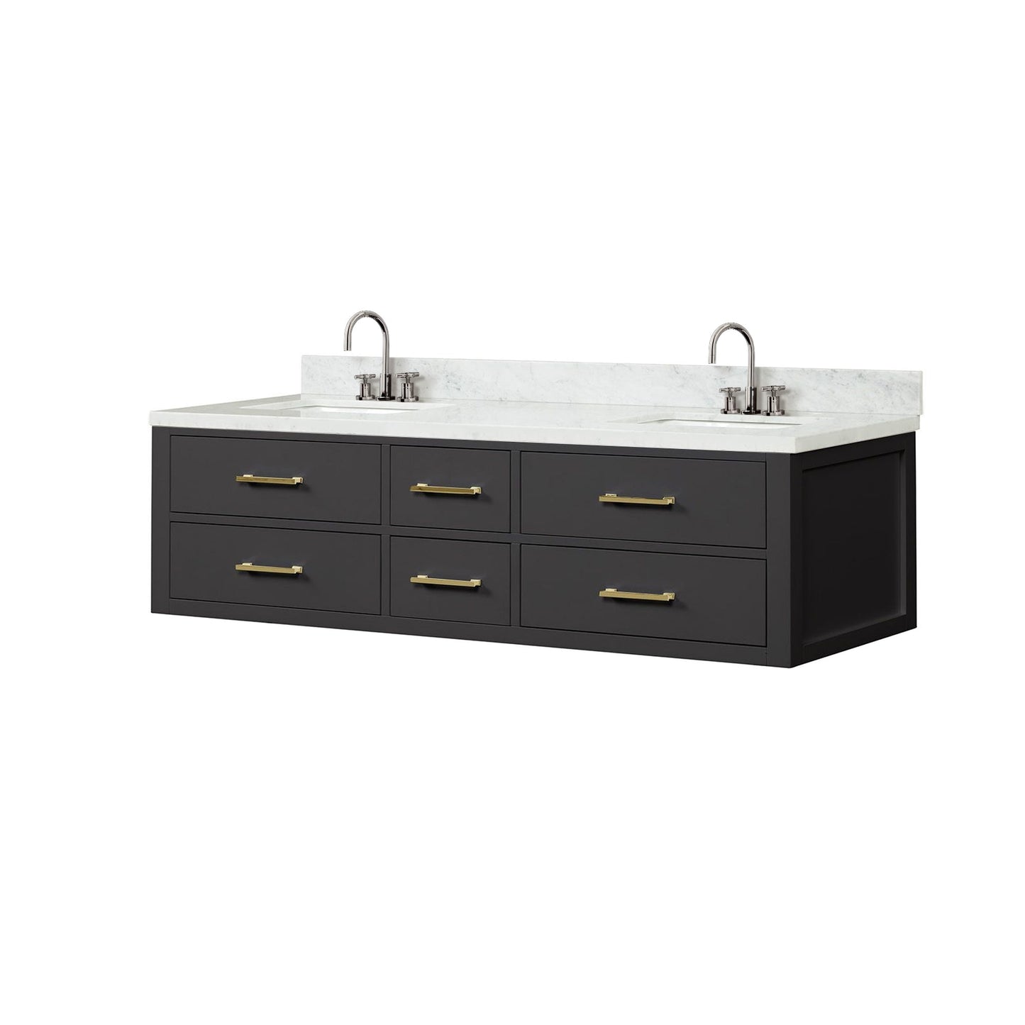 Castor 72 in W x 22 in D Black Double Bath Vanity