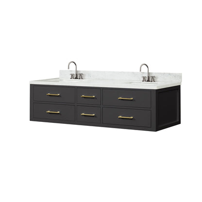 Castor 72 in W x 22 in D Black Double Bath Vanity