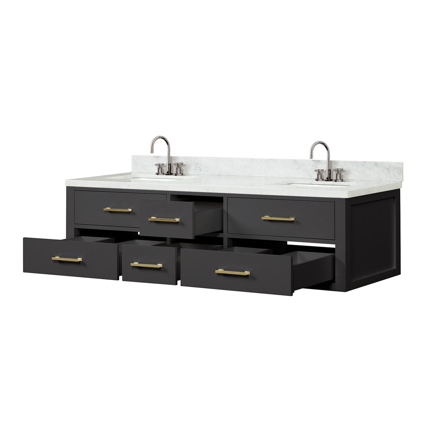 Castor 72 in W x 22 in D Black Double Bath Vanity