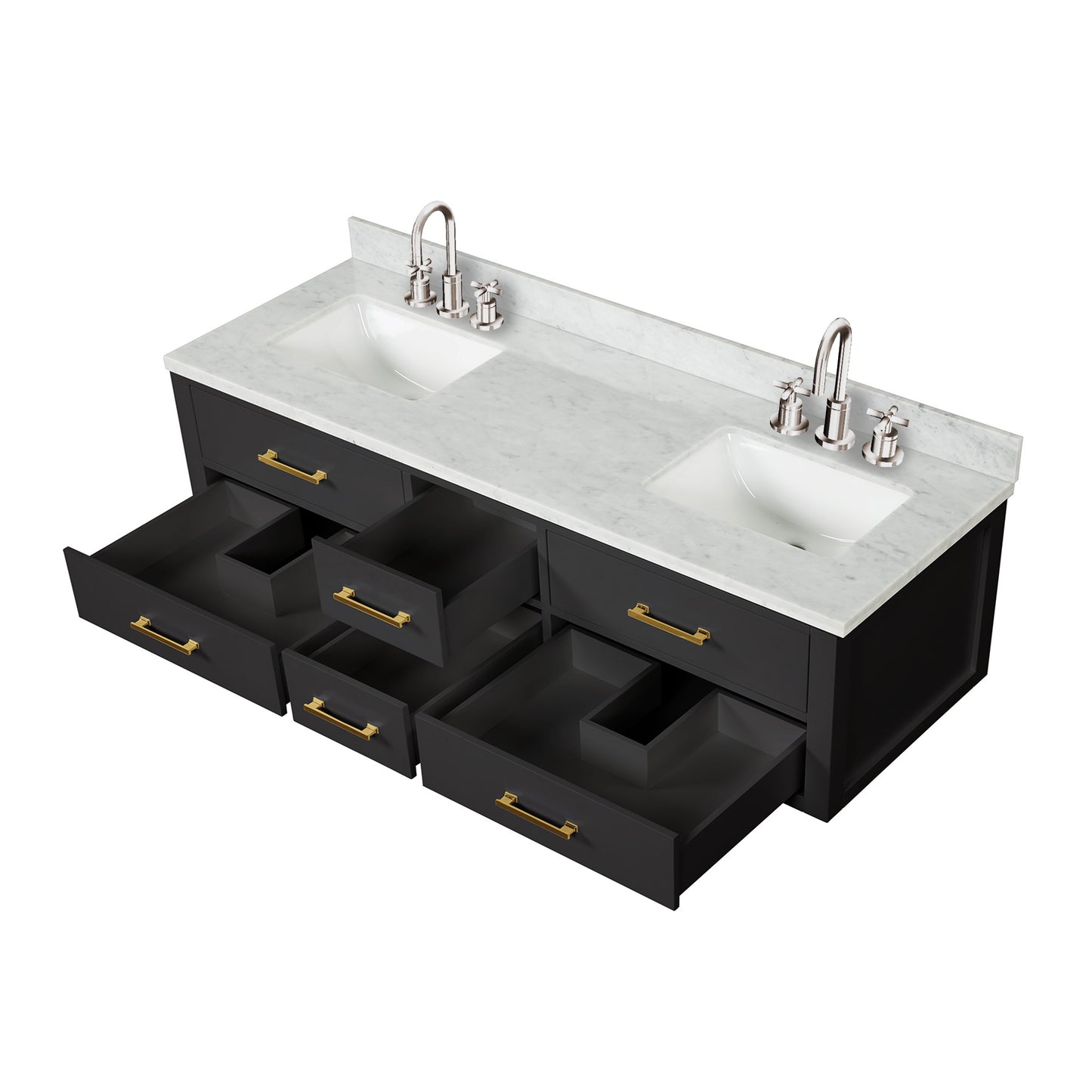 Castor 72 in W x 22 in D Black Double Bath Vanity