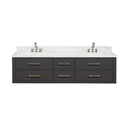 Castor 72 in W x 22 in D Black Double Bath Vanity