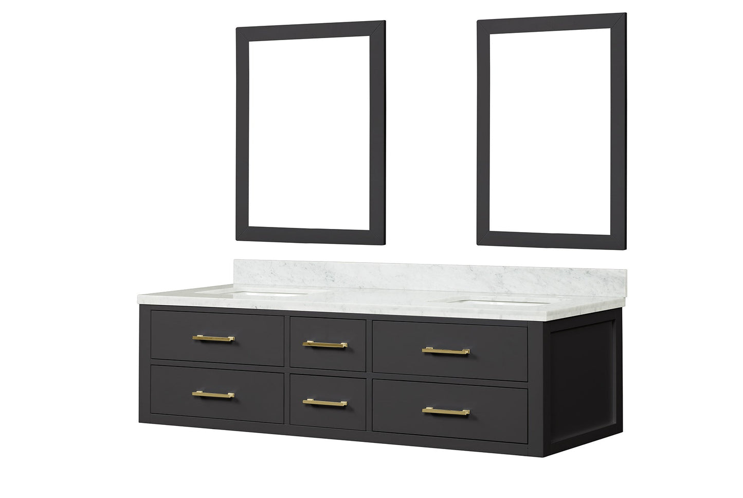 Castor 72 in W x 22 in D Black Double Bath Vanity