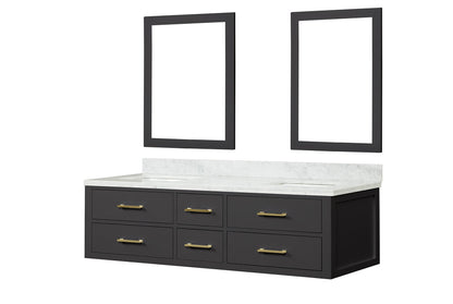 Castor 72 in W x 22 in D Black Double Bath Vanity