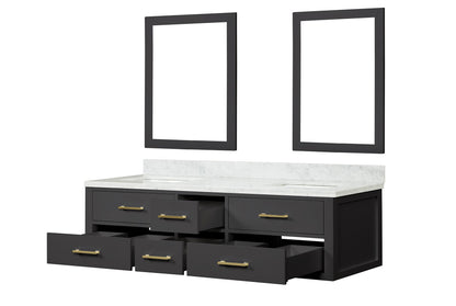 Castor 72 in W x 22 in D Black Double Bath Vanity