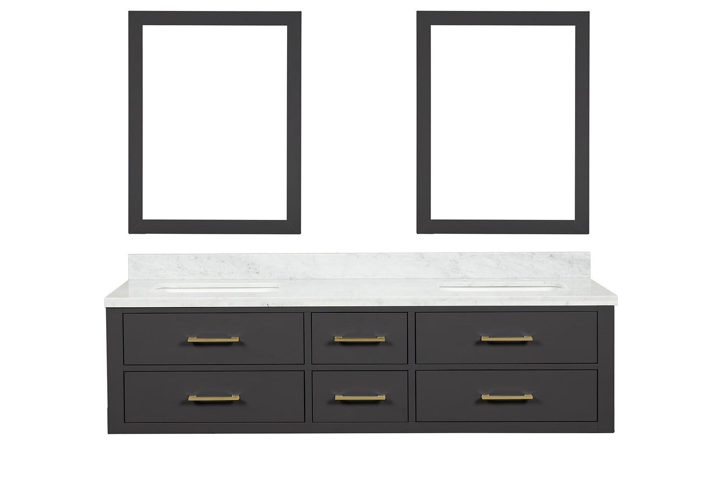 Castor 72 in W x 22 in D Black Double Bath Vanity