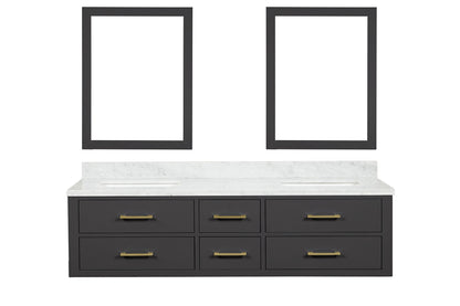 Castor 72 in W x 22 in D Black Double Bath Vanity