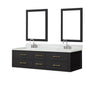 Castor 72 in W x 22 in D Black Double Bath Vanity