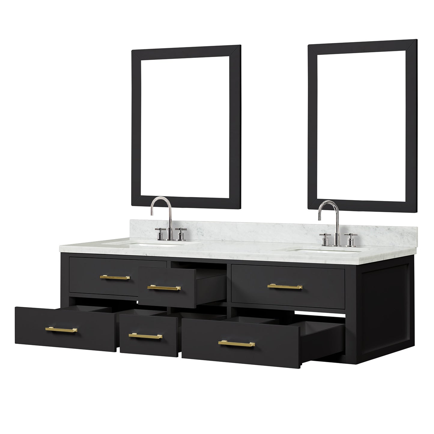 Castor 72 in W x 22 in D Black Double Bath Vanity