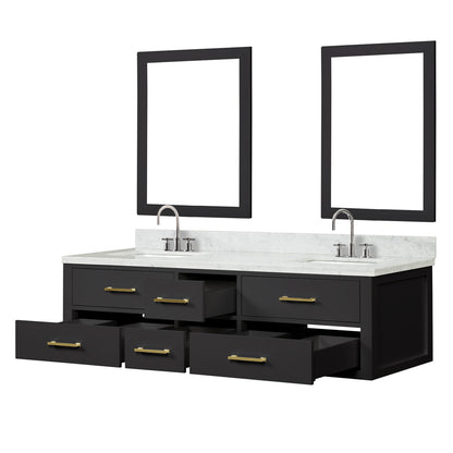 Castor 72 in W x 22 in D Black Double Bath Vanity