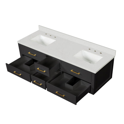 Castor 72 in W x 22 in D Black Double Bath Vanity