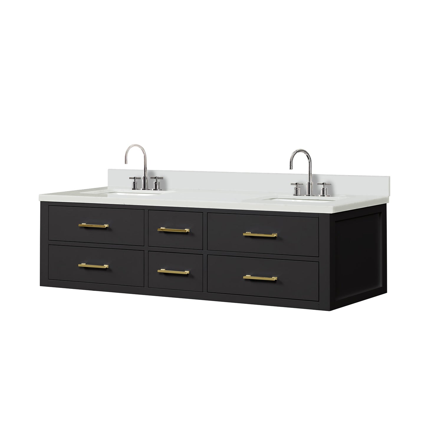 Castor 72 in W x 22 in D Black Double Bath Vanity