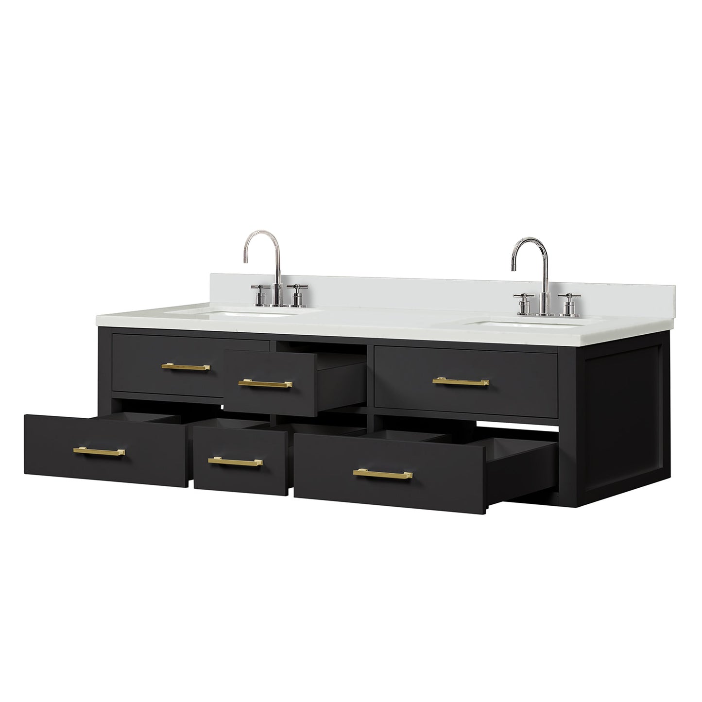 Castor 72 in W x 22 in D Black Double Bath Vanity