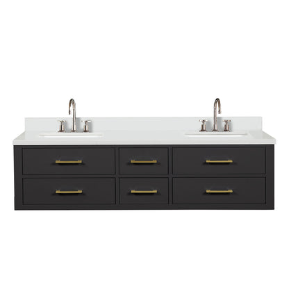 Castor 72 in W x 22 in D Black Double Bath Vanity