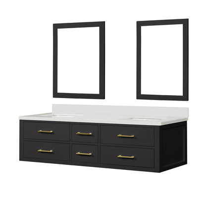 Castor 72 in W x 22 in D Black Double Bath Vanity