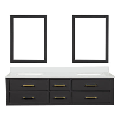 Castor 72 in W x 22 in D Black Double Bath Vanity