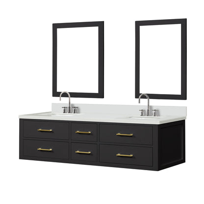 Castor 72 in W x 22 in D Black Double Bath Vanity