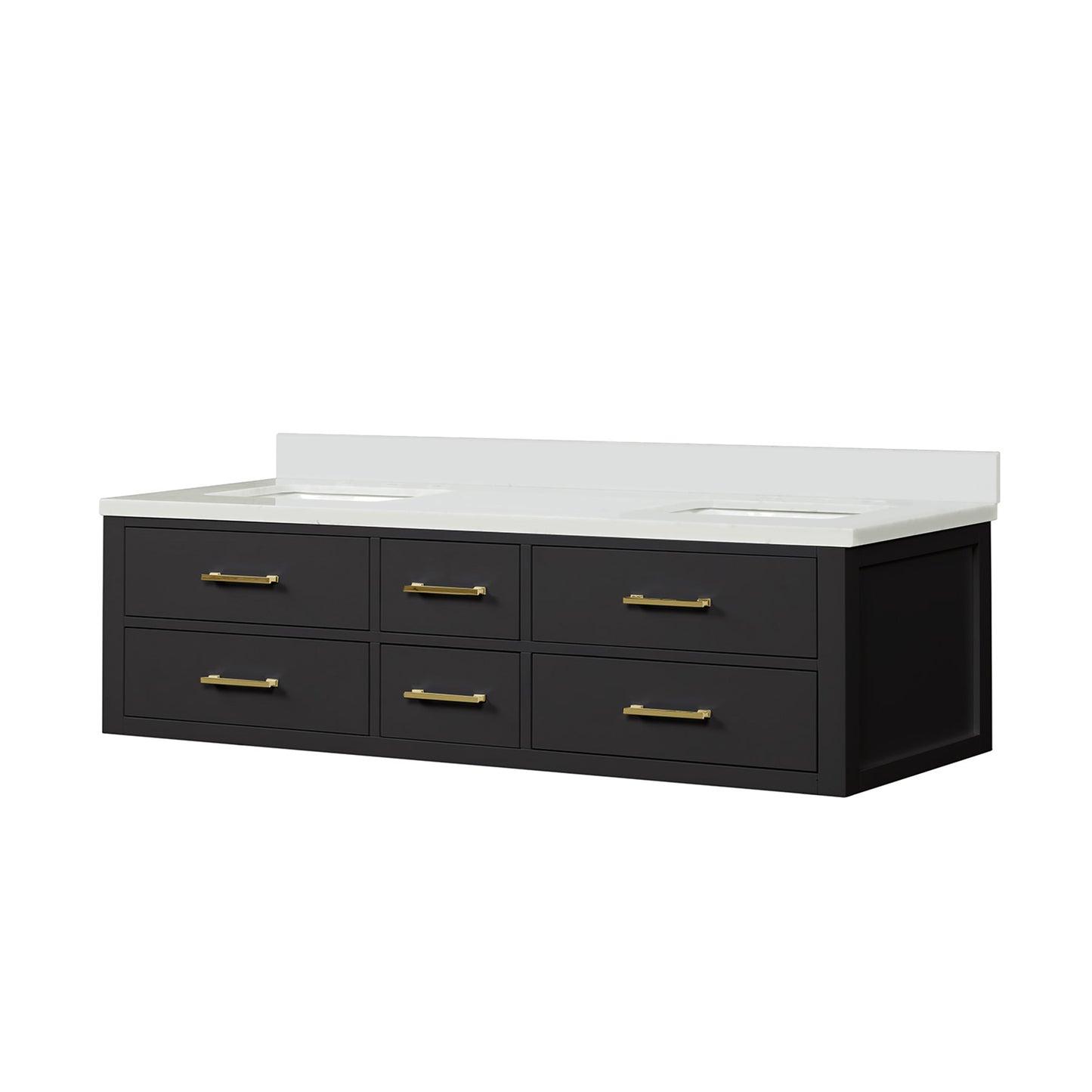 Castor 72 in W x 22 in D Black Double Bath Vanity