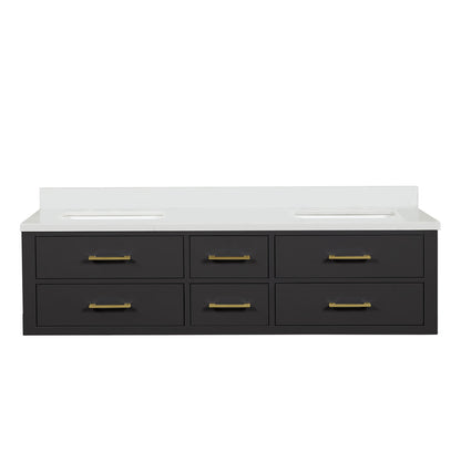 Castor 72 in W x 22 in D Black Double Bath Vanity