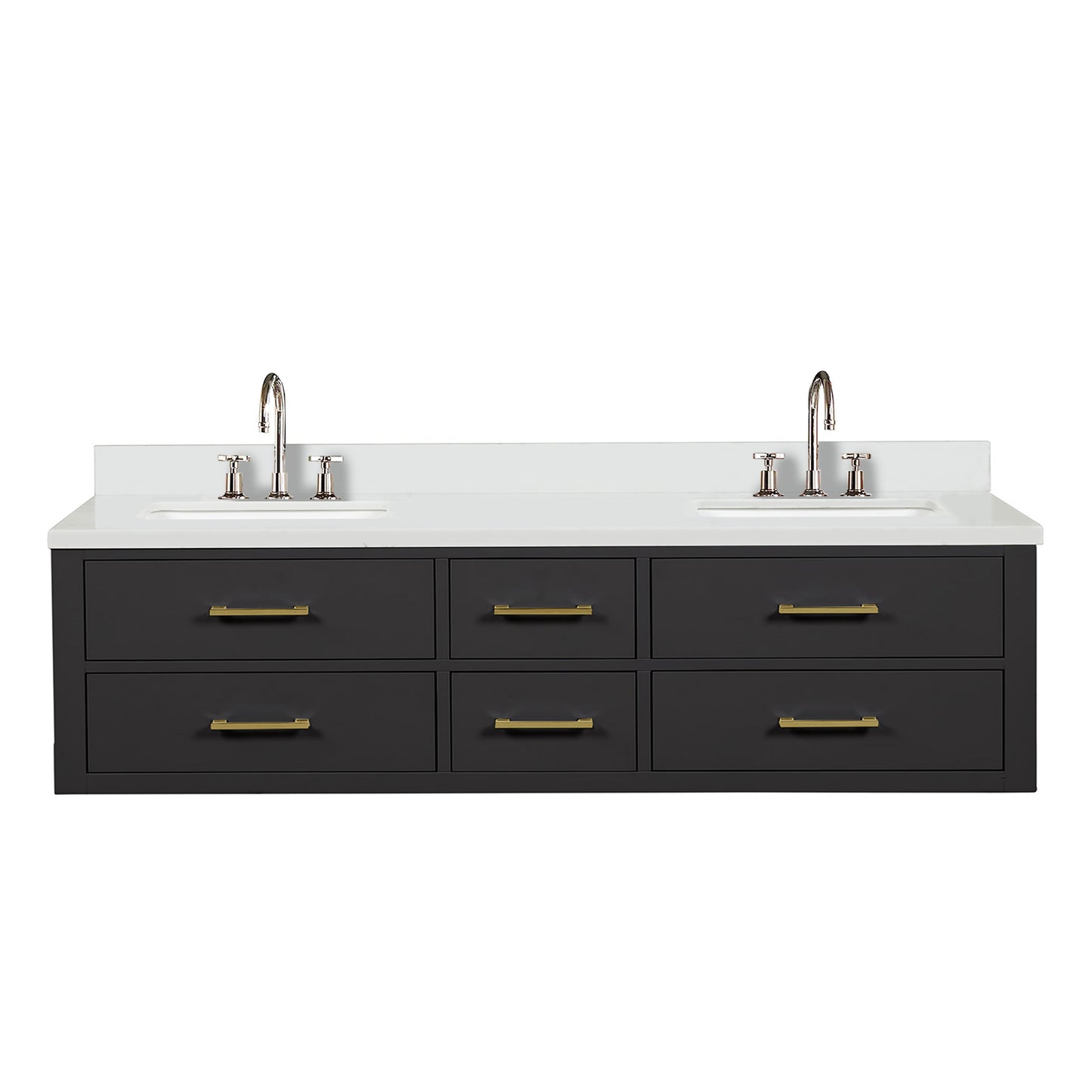 Castor 72 in W x 22 in D Black Double Bath Vanity