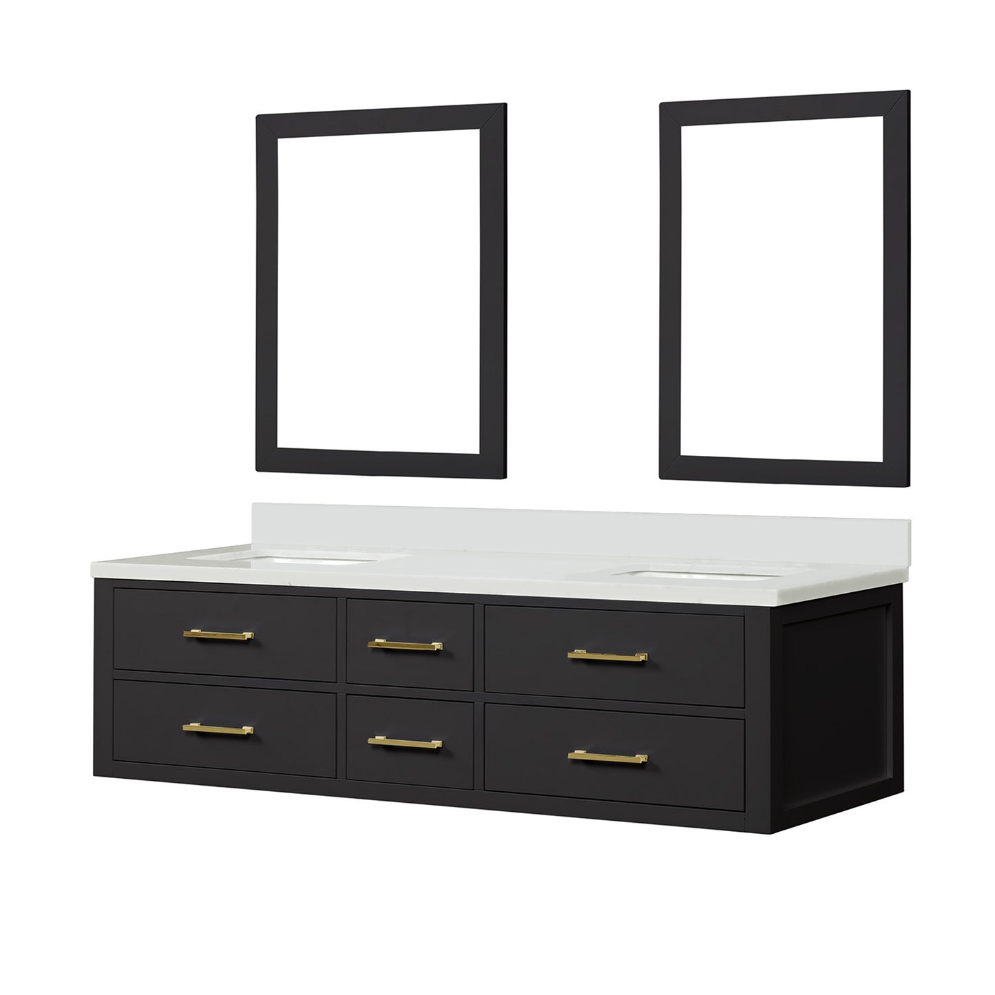 Castor 72 in W x 22 in D Black Double Bath Vanity