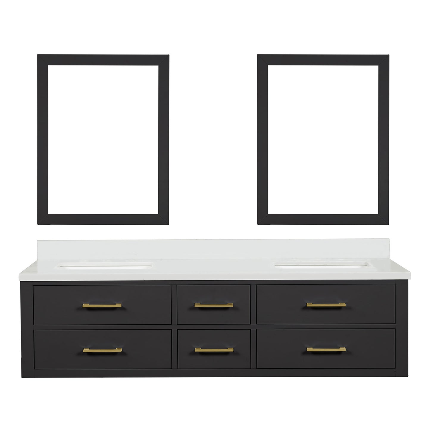 Castor 72 in W x 22 in D Black Double Bath Vanity