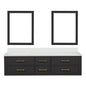 Castor 72 in W x 22 in D Black Double Bath Vanity