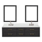 Castor 72 in W x 22 in D Black Double Bath Vanity