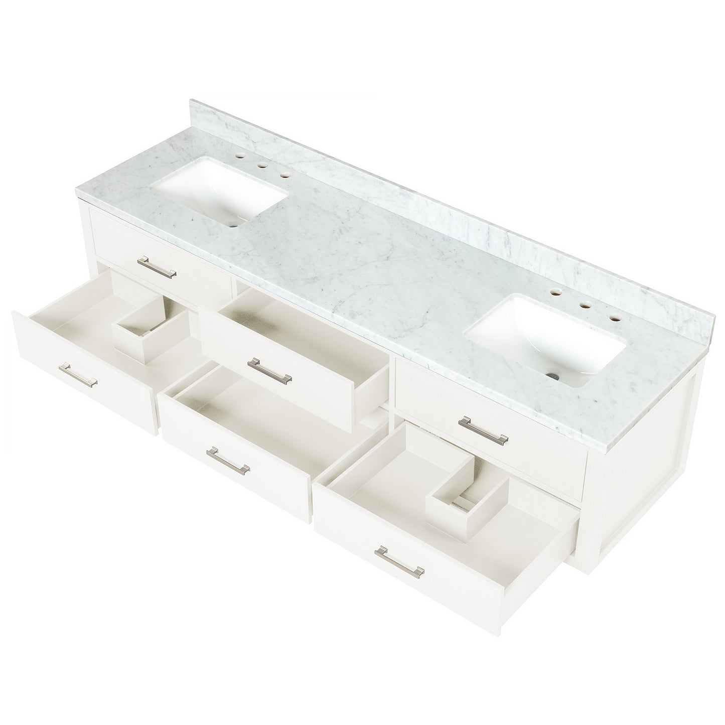 Castor 80 in W x 22 in D White Double Bath Vanity