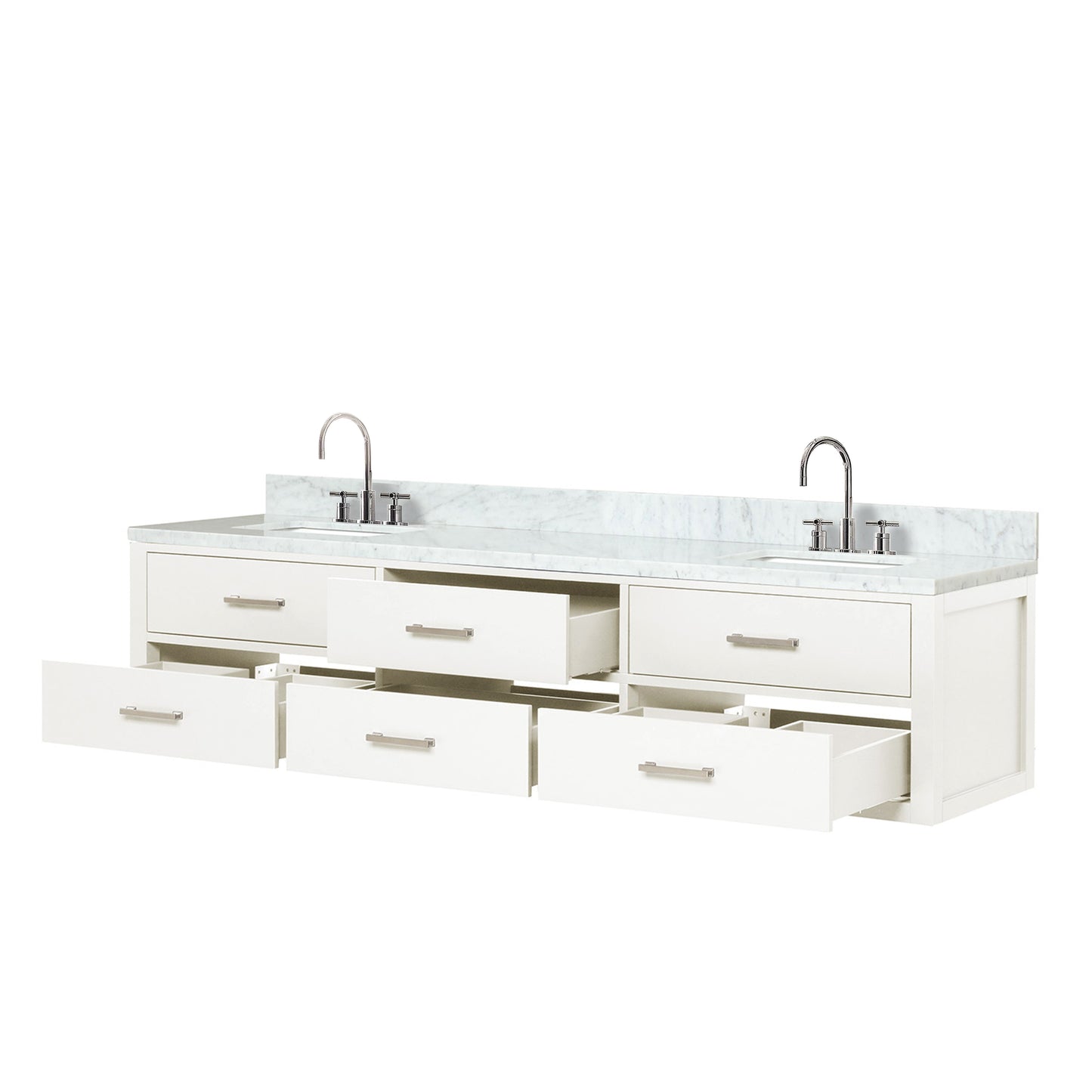 Castor 80 in W x 22 in D White Double Bath Vanity