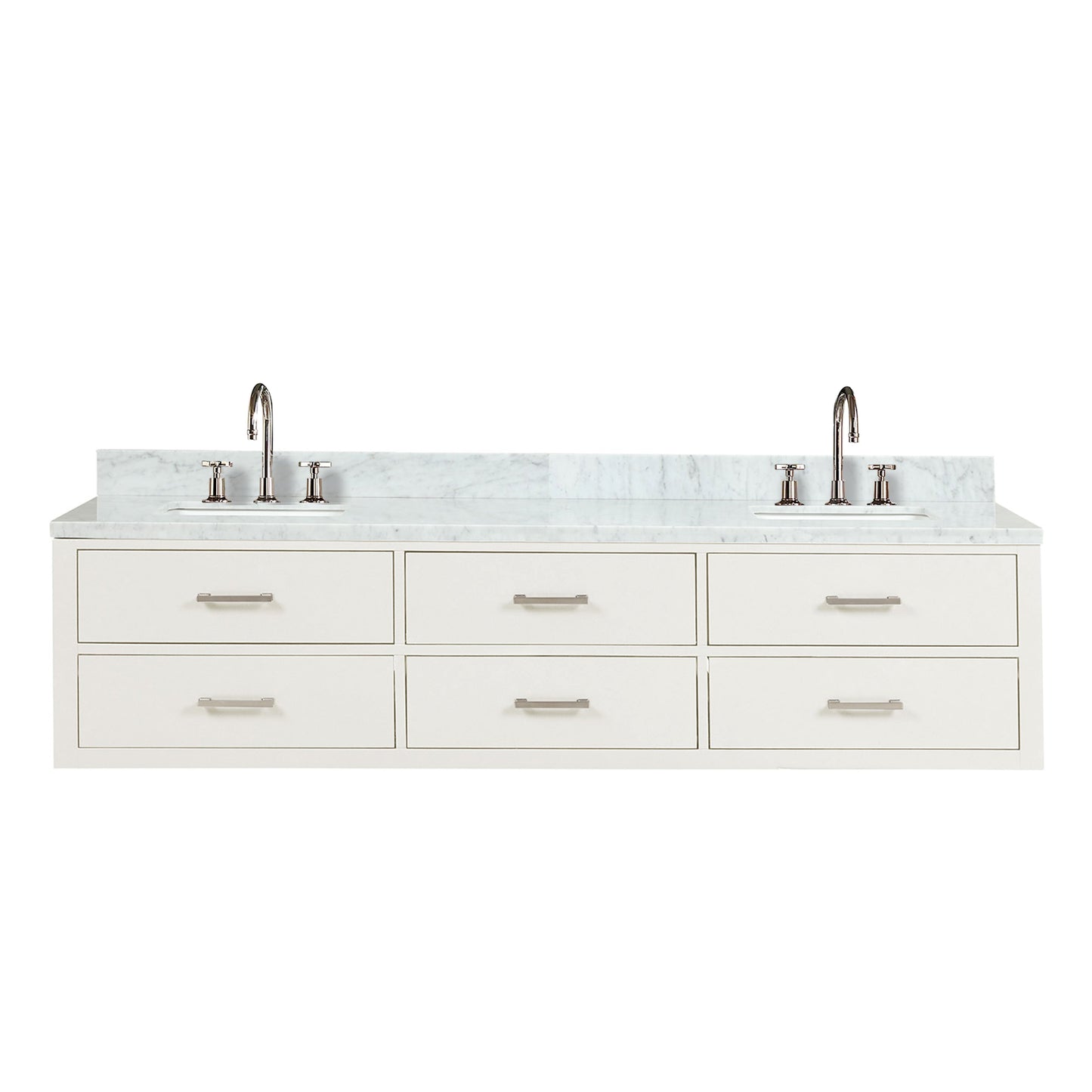 Castor 80 in W x 22 in D White Double Bath Vanity