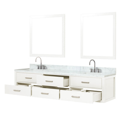 Castor 80 in W x 22 in D White Double Bath Vanity