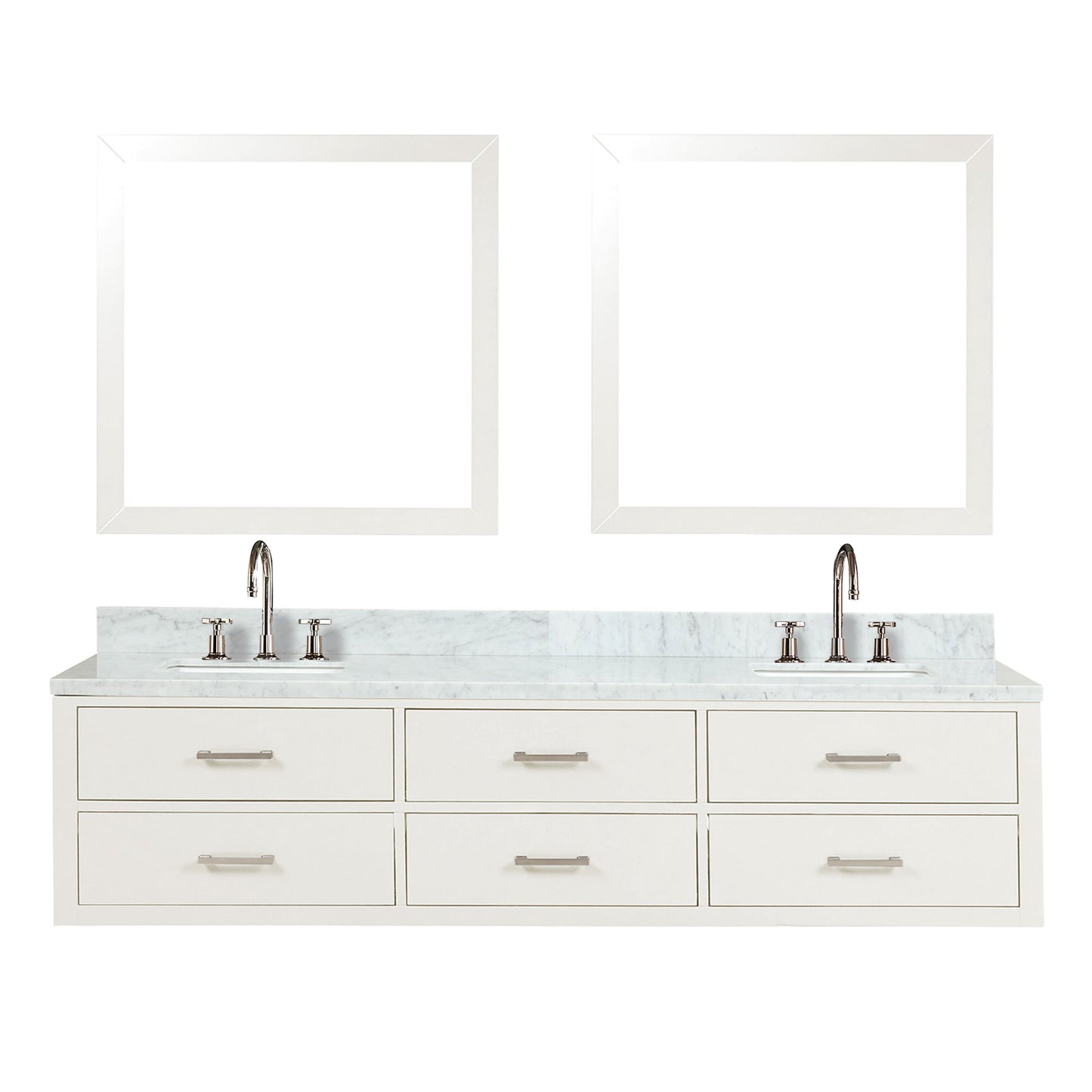 Castor 80 in W x 22 in D White Double Bath Vanity