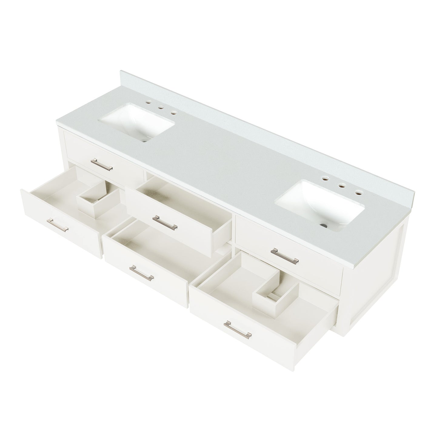 Castor 80 in W x 22 in D White Double Bath Vanity