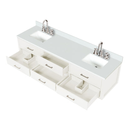 Castor 80 in W x 22 in D White Double Bath Vanity