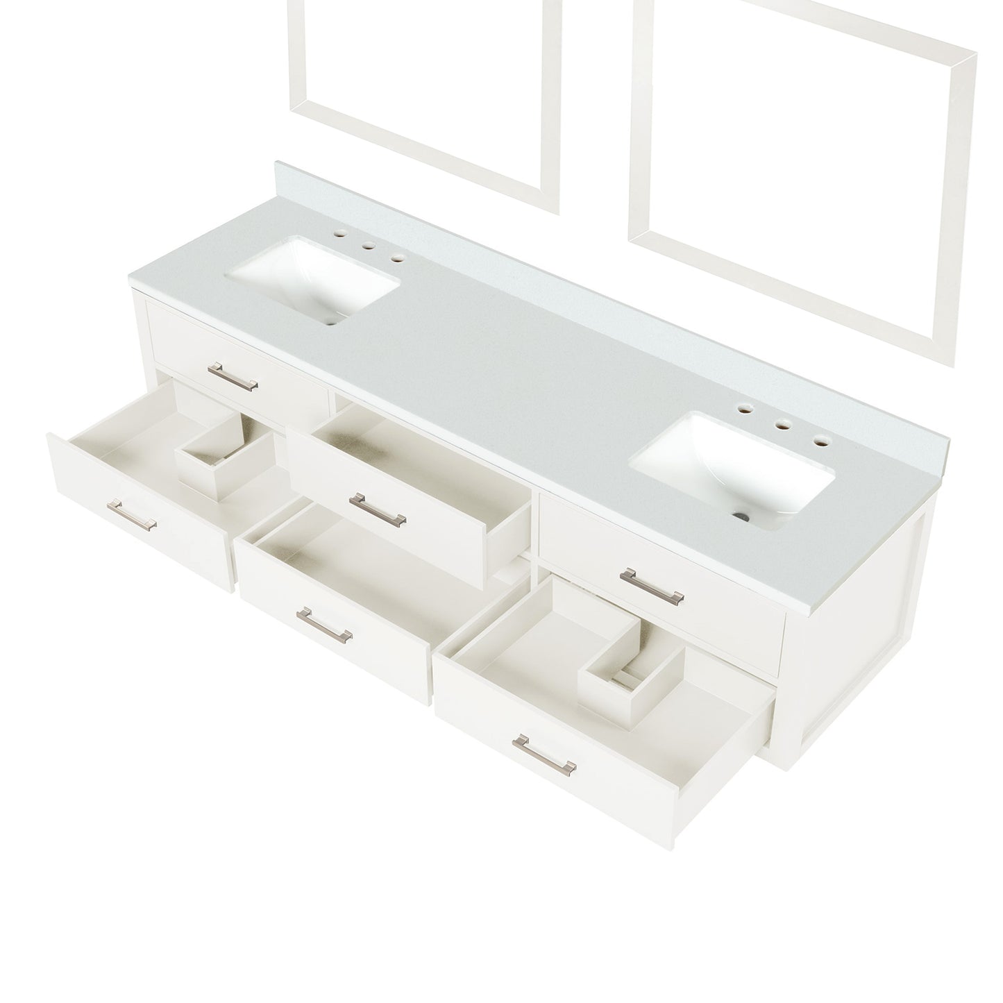 Castor 80 in W x 22 in D White Double Bath Vanity