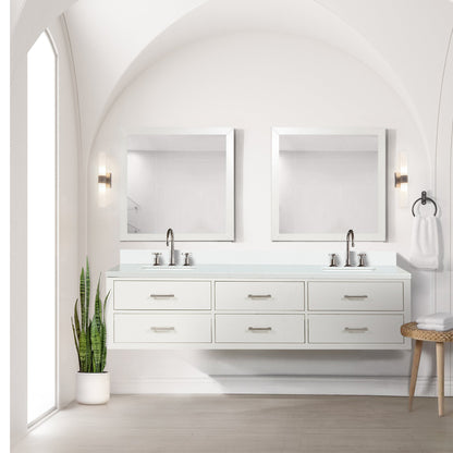 Castor 80 in W x 22 in D White Double Bath Vanity