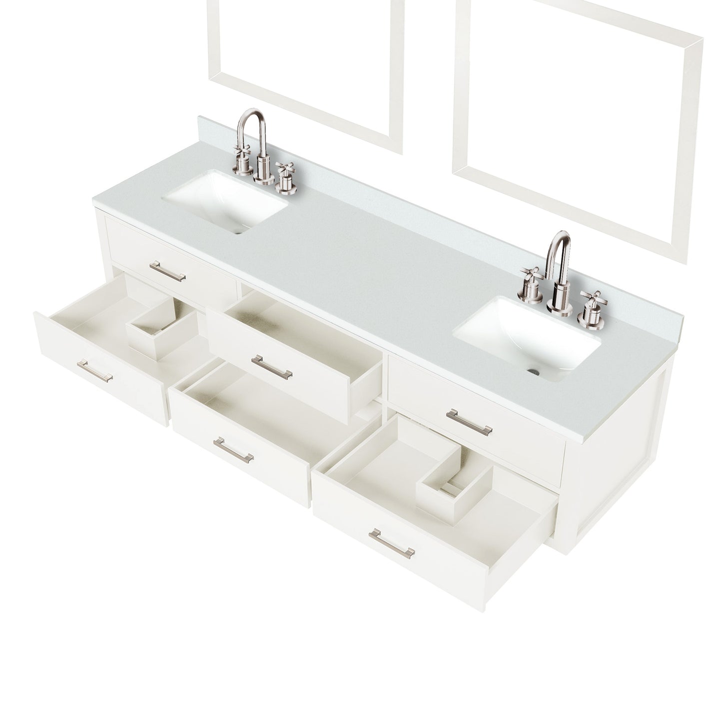 Castor 80 in W x 22 in D White Double Bath Vanity