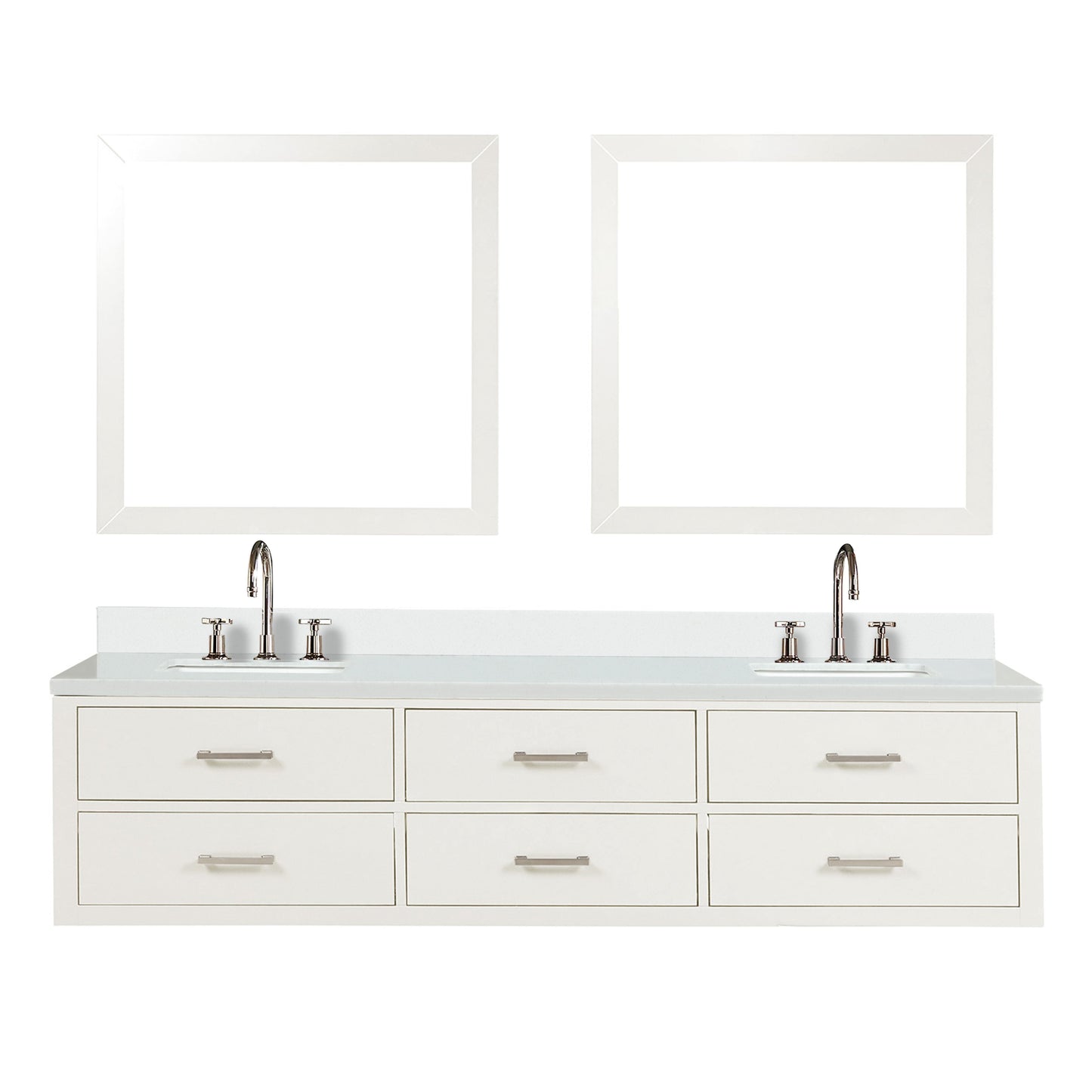 Castor 80 in W x 22 in D White Double Bath Vanity