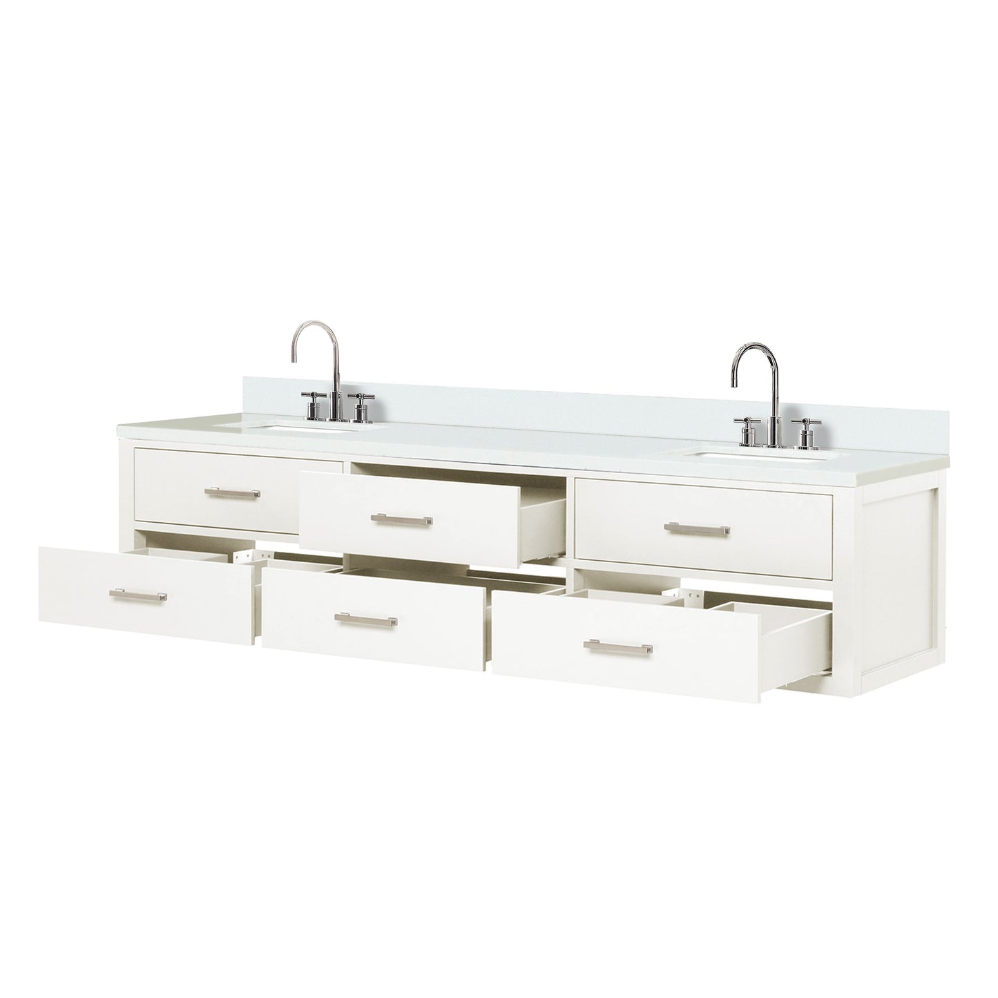 Castor 80 in W x 22 in D White Double Bath Vanity