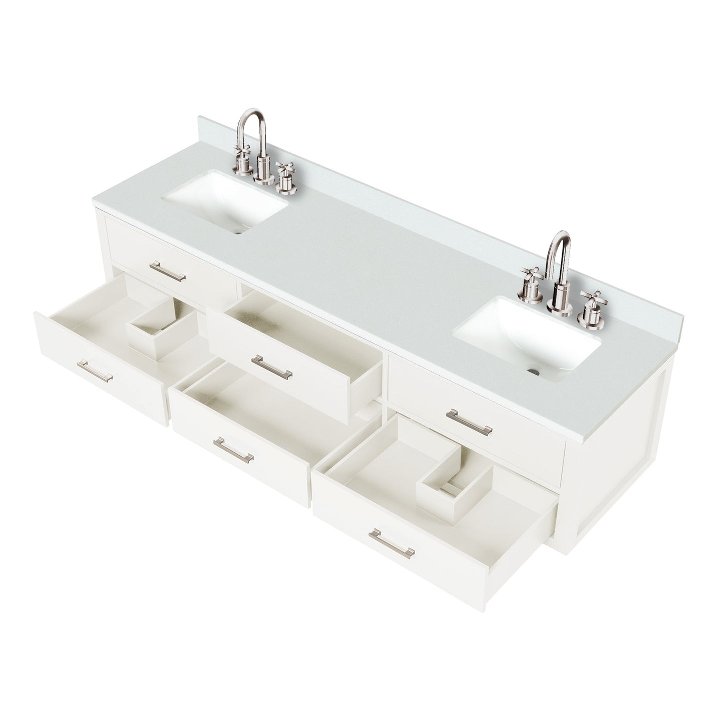Castor 80 in W x 22 in D White Double Bath Vanity