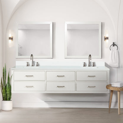 Castor 80 in W x 22 in D White Double Bath Vanity