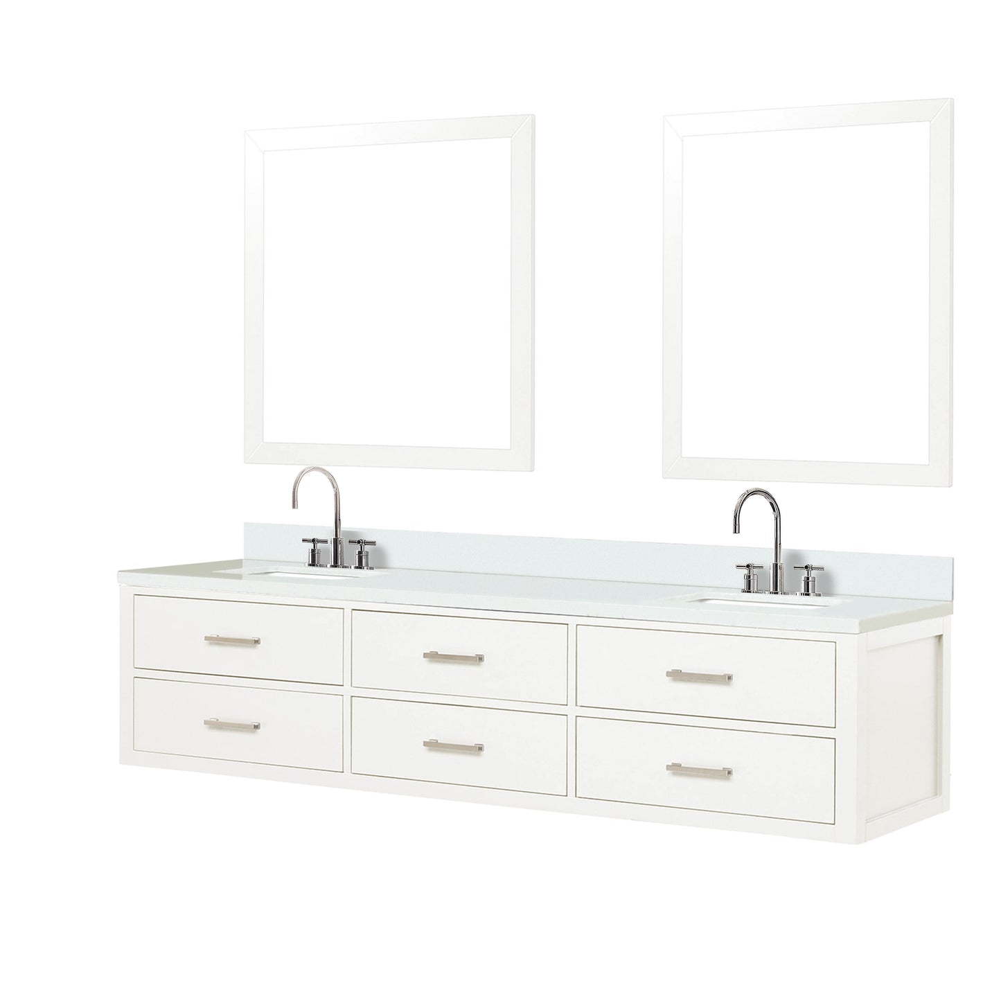 Castor 80 in W x 22 in D White Double Bath Vanity