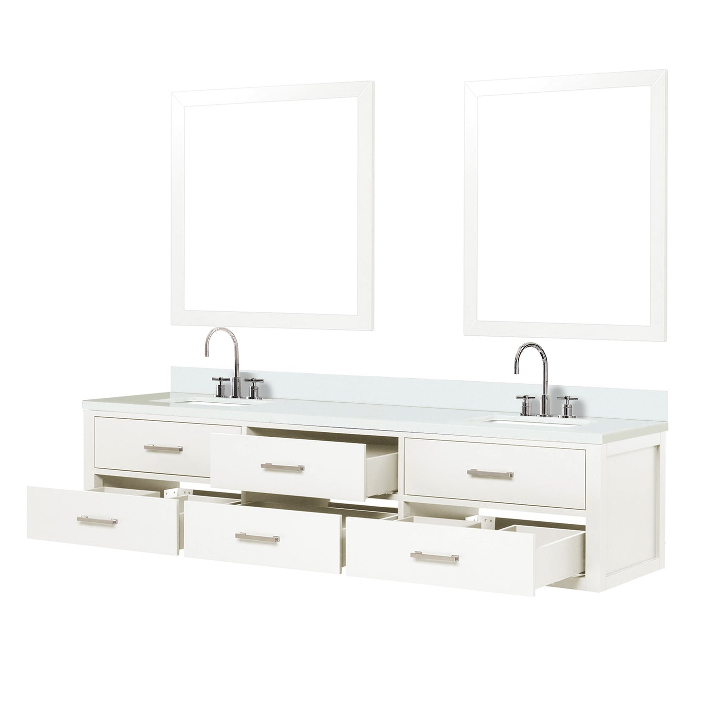 Castor 80 in W x 22 in D White Double Bath Vanity