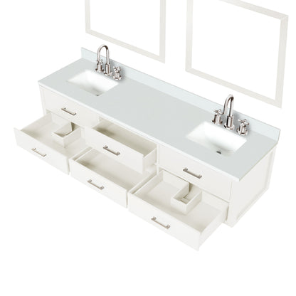 Castor 80 in W x 22 in D White Double Bath Vanity